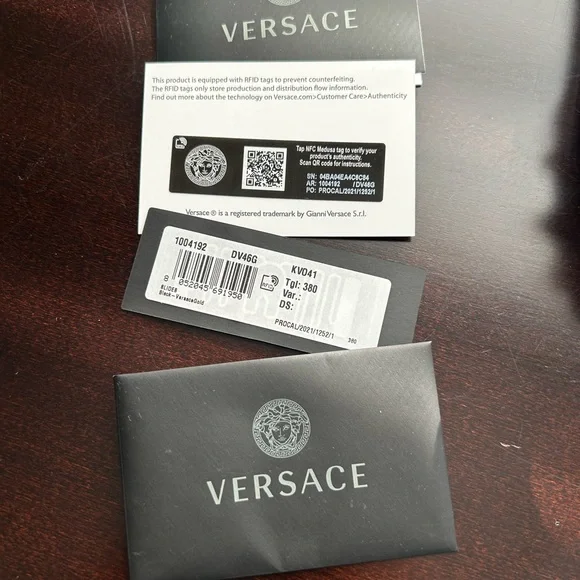 Versace Black and Gold Chain Slide Sandals - Picture 10 of 10